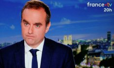Le Premier ministre sortant, Sébastien Lecornu, sur le plateau de la télévision  France 2 à Paris, le 8 octobre 2025 ( AFP / Ludovic MARIN )