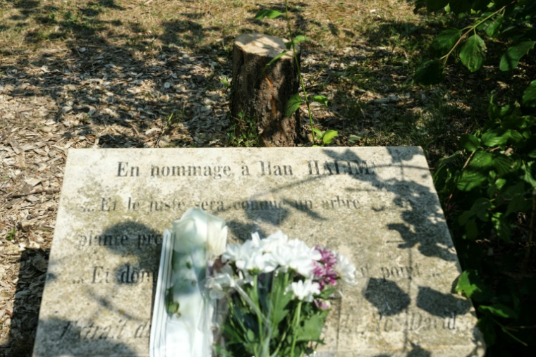 Le mémorial en hommage à Ilan Halimi à Epinay-sur Seine (Seine-Saint-Denis) le 15 août 2025, après sa dégradation ( AFP / Dimitar DILKOFF )