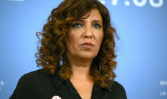 La réalisatrice tunisienne Kaouther Ben Hania à la Mostra de Venise, en Italie, le 3 septembre 2025 ( AFP / Tiziana FABI )