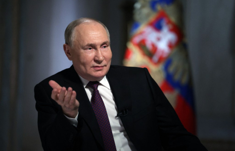 Vladimir Poutine à Moscou, en Russie, le 12 mars 2024. ( POOL / GAVRIIL GRIGOROV )