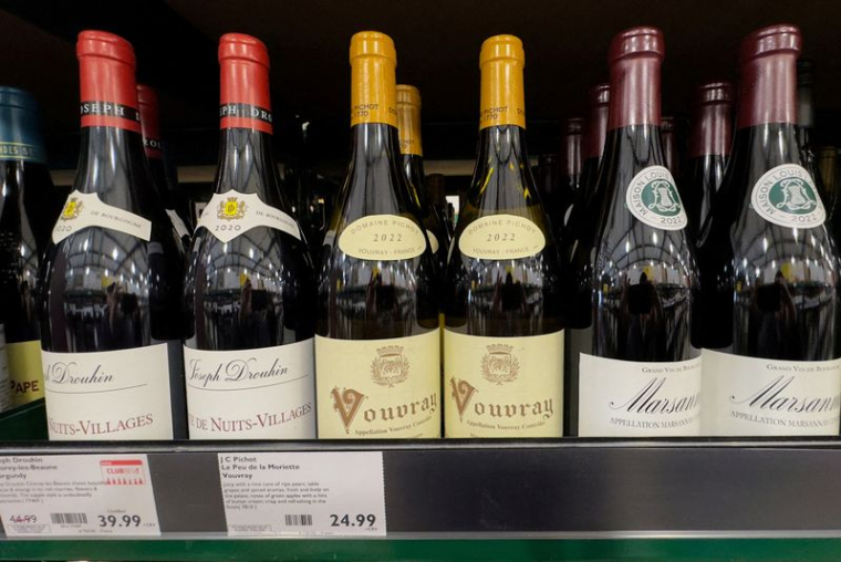Vin français présenté à la vente en Californie