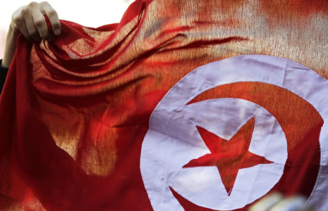 Photo d'archives d'une personne tenant un drapeau tunisien à Tunis