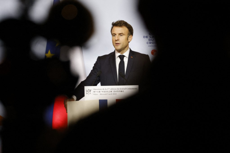 Emmanuel Macron à Pékin, en Chine, le 5 avril 2023. ( AFP / LUDOVIC MARIN )