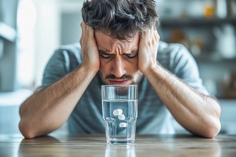 Si la gueule de bois peut survenir à partir d'une alcoolisation modérée, la dose minimale varie fortement selon les individus. (crédit : Adobe Stock / photo générée par IA)