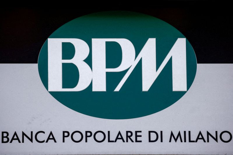 Le logo de la Banca Popolare di Milano (BPM) à Rome, Italie