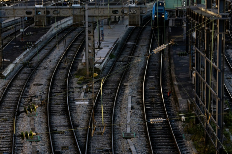 Des voies à la gare de l'Est à Paris, le 14 mars 2026 ( AFP / JOEL SAGET )