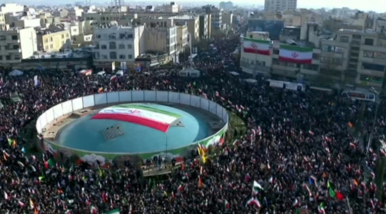 Des partisans du régime iranien rassemblés à Téhéran, le 12 janvier 2026 ( IRAN PRESS / - )