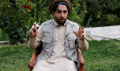 Ahmad Massoud, son of the slain hero of the anti-Soviet resistance, Ahmad Shah Massoud, speaks during an interview at his house in Bazarak, Panjshir province Afghanistan