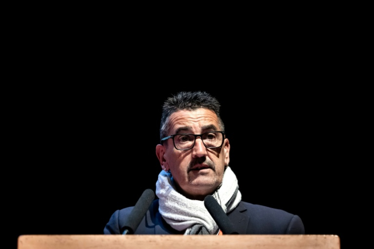 Le secrétaire général du syndicat Force ouvrière (FO), Frédéric Souillot, le 20 avril 2026 à Dijon ( AFP / ARNAUD FINISTRE )