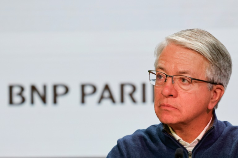 Jean-Laurent Bonnafé, directeur général de BNP Paribas, assiste à la présentation des résultats annuels du groupe bancaire à Paris, le 4 février 2025 ( AFP / Ludovic MARIN )