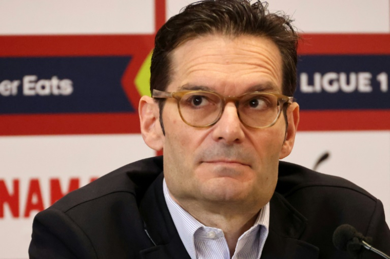 Joseph Oughourlian , président du RC Lens, ici pris le 3 juin 2024 au centre d'entraînement du club ( AFP / Denis CHARLET )