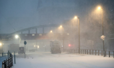 Le port de Brême (Allemagne) pendant de fortes chutes de neigne, le 9 janvier 2026 ( AFP / STRINGER )