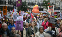 Manifestation contre la deuxième visite d'Etat du président américain Donald Trump, le 17 septembre 2025 à Londres ( AFP / JUSTIN TALLIS )