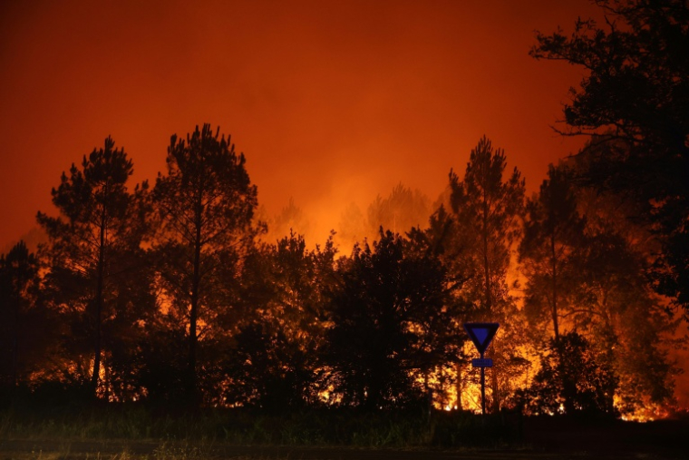 Un incendie d'une grande virulence à Le Porge en Gironde, le 23 juillet 2026 ( AFP / ROMAIN PERROCHEAU )