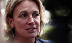La secrétaire générale de la CFDT Marylise Léon à Boissy-la-Riviere, dans l'Essonne, le 26 août 2025 ( POOL / Thibaud MORITZ )