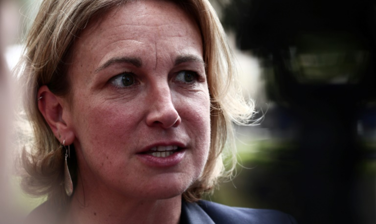 La secrétaire générale de la CFDT Marylise Léon à Boissy-la-Riviere, dans l'Essonne, le 26 août 2025 ( POOL / Thibaud MORITZ )