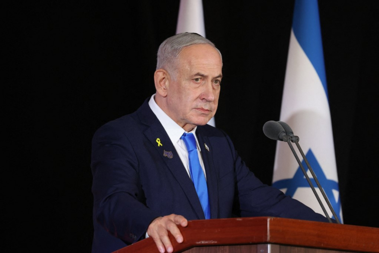 Benjamin Netanyahu, le 16 octobre 2025, à Jerusalem ( POOL / ALEX KOLOMOISKY )