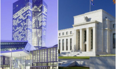 La décorrélation des politiques monétaires de la Fed et de la BCE n'aura pas forcément autant d'impact sur les marchés qu'on pourrait le craindre. (crédits : BCE, Fed)