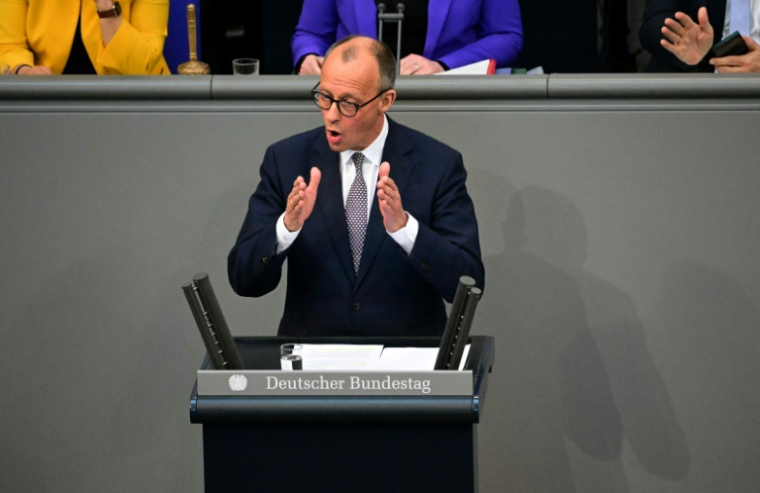 Le conservateur allemand Friedrich Merz, leader de la CDU, lors d'une séance au Bundestag, le 18 mars 2025 à Berlin ( AFP / Lilith von Borstel )