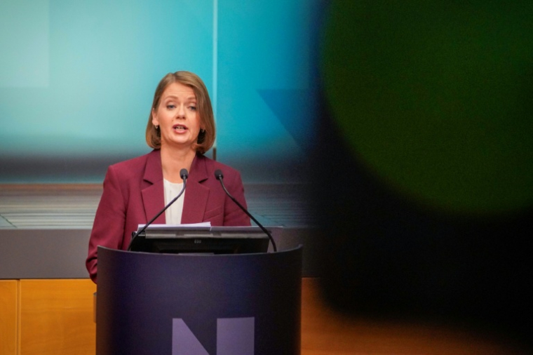 La gouverneure de la Banque de Norvège, Ida Wolden Bache, lors d'une conférence de presse à Oslo le 19 juin 2025 ( NTB / Gorm Kallestad )