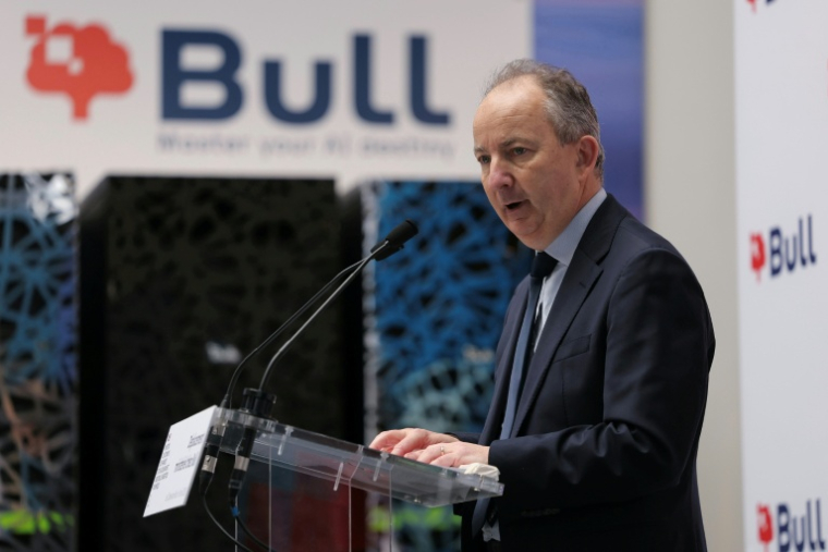 Emmanuel Le Roux, directeur général de Bull, lors d'un point presse sur le site de la société informatique aux Clayes-sous-Bois, le 3 avril 2026 dans les Yvelines ( AFP / Thomas SAMSON )