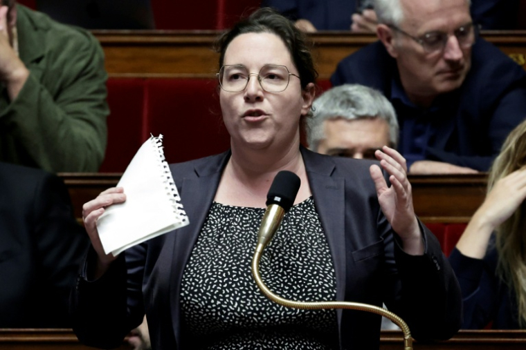 La présidente des députés écologistes Cyrielle Chatelain le 8 novembre 2025 à l'Assemblée nationale à Paris ( AFP / STEPHANE DE SAKUTIN )