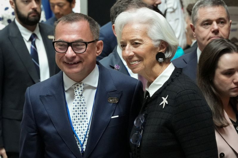 Le président de la Banque federale d'Allemagne, Joachim Nagel, avec la présidente de la BCE, Christine Lagarde, à Washington