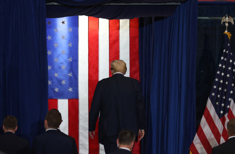 Donald Trump, lors d'un meeting de la campagne présidentielle en cours (ALEX WROBLEWSKI / AFP)