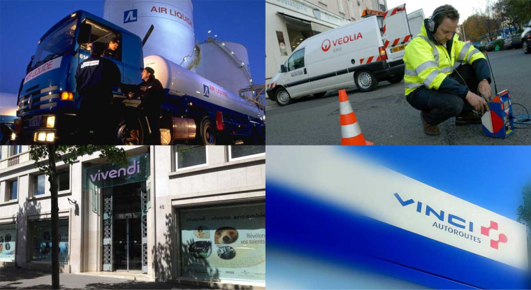 4 actions choisies par Le Revenu pour vous aider à investir sans risque. (© Vivendi, Air Liquide, Veolia, Vinci)