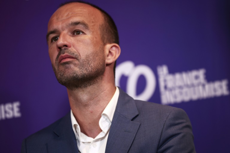 Manuel Bompard, le coordinateur de La France insoumise (LFI), le 7 juillet 2025 à Paris ( AFP / Guillaume BAPTISTE )