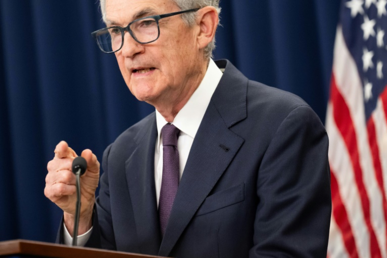 Le président de la Fed, Jerome Powell, lors d'une conférence de presse à Washington, le 18 juin 2025 ( AFP / SAUL LOEB )