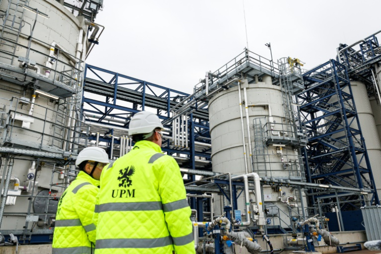 L'usine UPM Biorefining & Technology du parc chimique de Leuna, en Allemagne,  le 14 novembre 2025 ( AFP / JENS SCHLUETER )