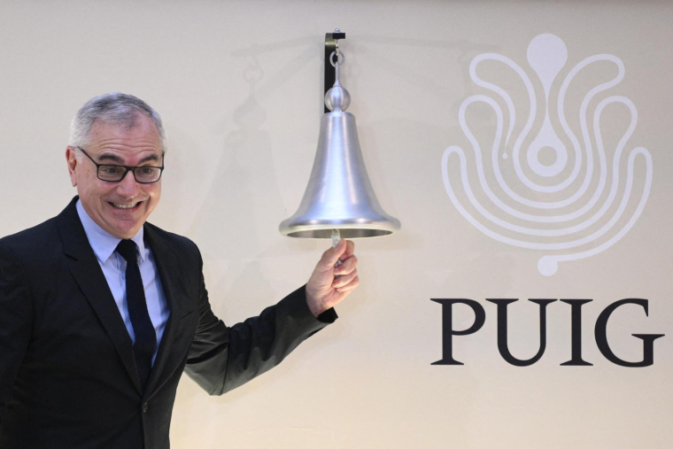 Marc Puig,PDG du groupe Puig, à la Bourse de Barcelone le 3 mai 2024 ( AFP / JOSEP LAGO )