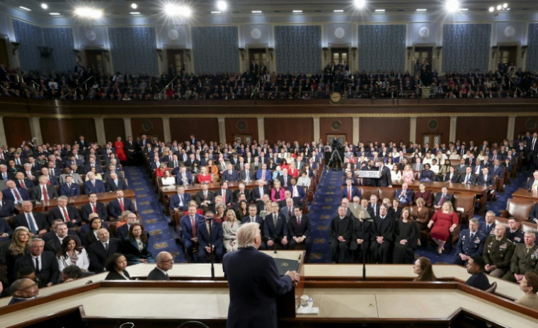 Donald Tump à la tribune du Congrès américain le 24 février 2026 à Washington ( POOL / Jessica Koscielniak )