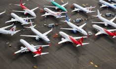 Photo d'archives d'une vue aérienne des avions Boeing à King County International Airport-Boeing Field