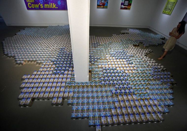 PHOTO DE FICHIER : Un visiteur prend des photos de "Baby Formula" de l'artiste chinois Ai Weiwei, à Singapour