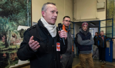 Stéphane Flégeau, secrétaire général de la fédération métallurgie de la CGT, ici à Gerzat, dans le département du Puy-de-Dôme, le 22 janvier 2020. ( AFP / Thierry ZOCCOLAN )