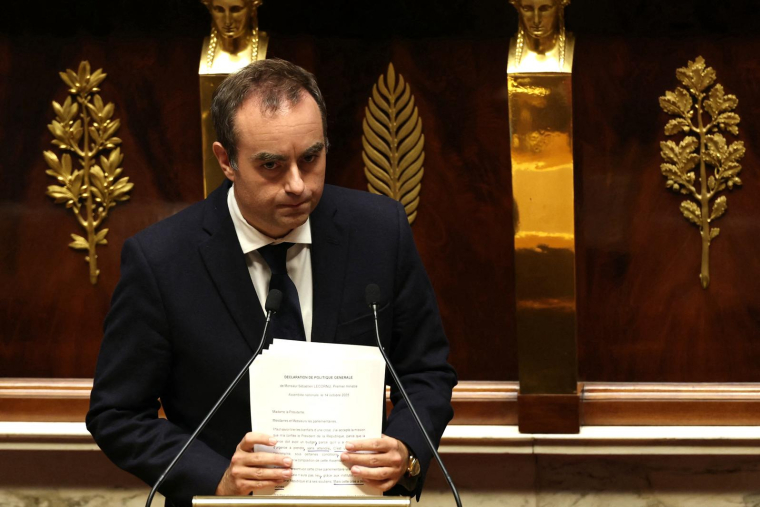 Le Premier ministre Sébastien Lecornu à l'Assemblée nationale, le 14 octobre 2025. ( AFP / THOMAS SAMSON )