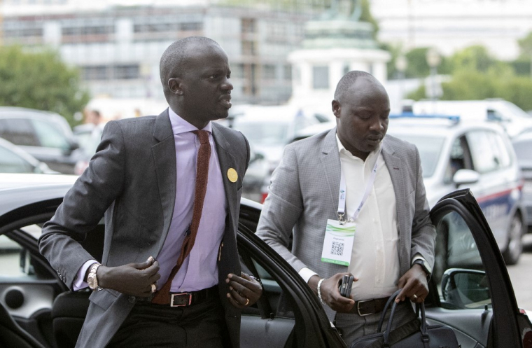 Le ministre du Pétrole sud-soudanais Puot Kang Chol, en 2023, à Vienne ( AFP / ALEX HALADA )