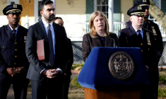 La cheffe de la police new-yorkaise Jessica Tisch lors d'une conférence de presse le 9 mars 2026, à New York, aux Etats-Unis ( AFP / Leonardo MUNOZ )