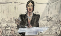 Croquis d'audience de Kim Kardashian témoignant au procès de son braquage à Paris