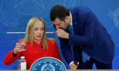 Le Premier ministre italien Giorgia Meloni et Matteo Salvini, vice-Premier ministre, à Rome, en Italie
