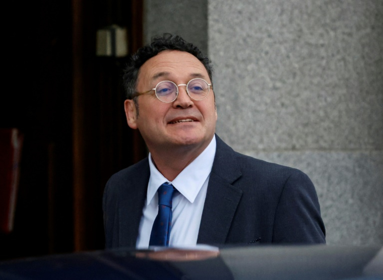 Le procureur général espagnol, Alvaro Garcia Ortiz, arrive pour témoigner devant la Cour suprême de Madrid, le 29 janvier 2025 ( AFP / OSCAR DEL POZO )