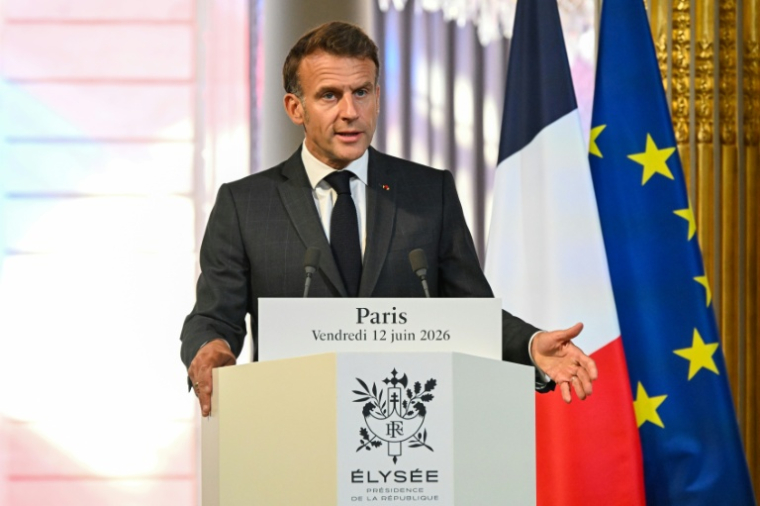 Le président français Emmanuel Macron le 12 juin 2026 à Paris ( POOL / Emma DA SILVA )