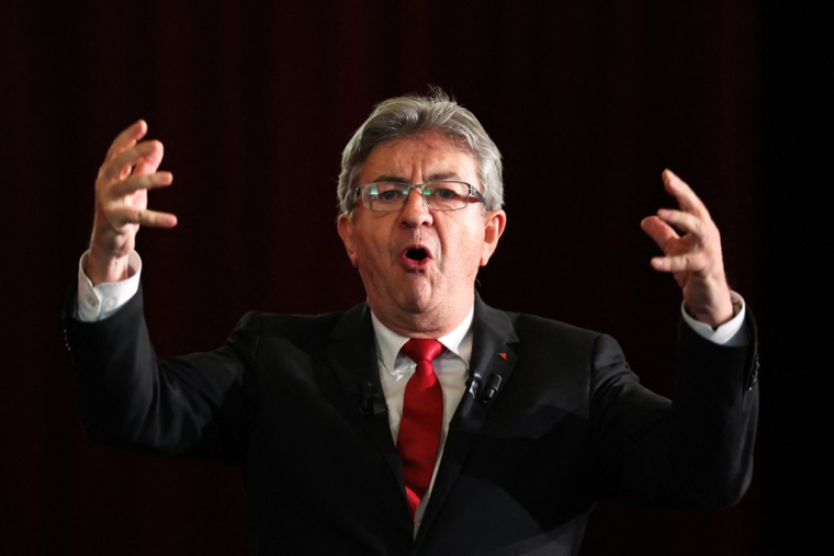 Jean-Luc Mélenchon à Ax-les-Thermes, le 21 mars 2023. ( AFP / CHARLY TRIBALLEAU )