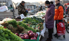 Légumes sur un étal dans un marché en plein air à Pékin