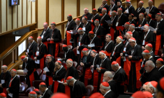 Les cardinaux réunis au Vatican pour la 5è "congrégation générale" qui va décider de la date du conclave où le successeur du pape François sera choisi, le 28 avril 2025 ( VATICAN MEDIA / Mario Tomassetti )