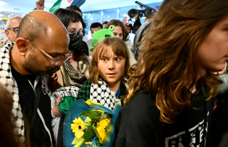 L'activiste suédoise Greta Thunberg arrive à l'aéroport de Stockholm-Arlanda après son expulsion par Israël, le 10 juin 2025 ( TT NEWS AGENCY / Anders WIKLUND )