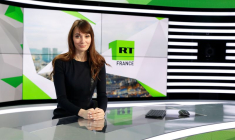 Xenia Fedorova dans les studios de RT France à Boulogne-Billancourt, près de Paris