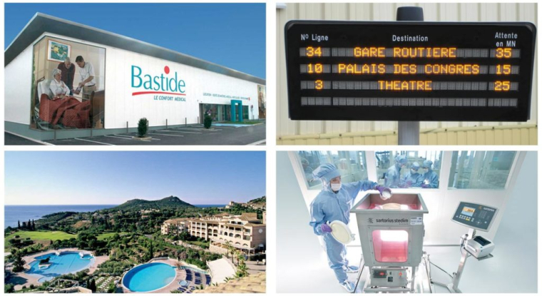 Bastide, Lacroix, Pierre et Vacances, Sartorius : 4 des 5 valeurs choisies par Portzamparc. (© Bastide / Lacroix / Pierre et Vacances / Sartorius)